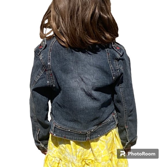 2B Real Girl's Jean Jacket with Rhinestones sz 4 - Picture 3 of 9